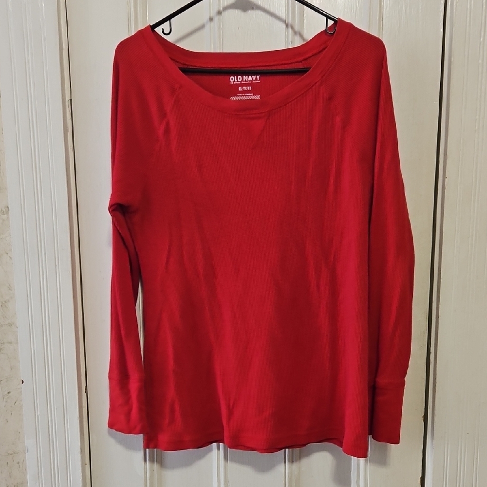 Old Navy Stretch Long Sleeve Waffle Shirt | Size XL| Red